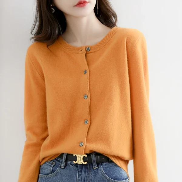 Velvet Cardigan Women Round Neck Spring And Autumn New Loose Knit Coat Sweater