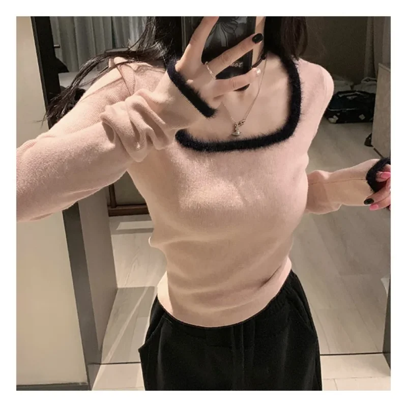 Winter Female Long Sleeve Casual Elastic Slim Sweaters Knit Shirts - Image 5