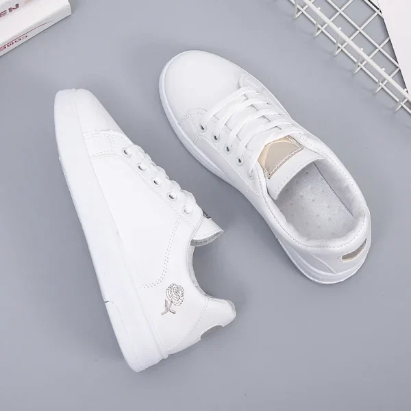 Women Casual Shoes New Woman White Sneakers Breathable Flower Lace-Up Female Sneakers - Image 6