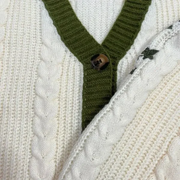 Evermore Cardigan Taylor Version Green Vine Embroidered Button Down Cable Knit Sweater - Image 3