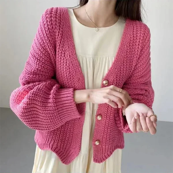 Lazy Wind Women Sweet Cardigan Korean Loose Long Sleeve Casual Knitted Coats - Image 2