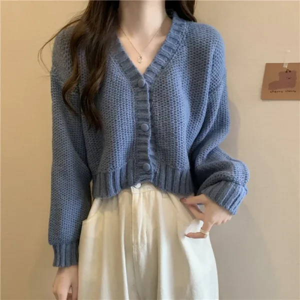 Cardigans V-neck Button up casual knit sweet cardigan coat for woman 2024 Autumn