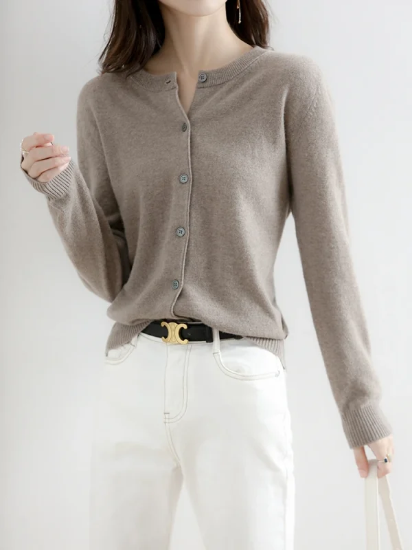 Velvet Cardigan Women Round Neck Spring And Autumn New Loose Knit Coat Sweater - Image 36