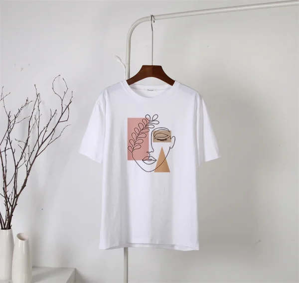 Aesthetic Character Printed T Shirt Women Vintage Soft Summer Cotton - Image 10