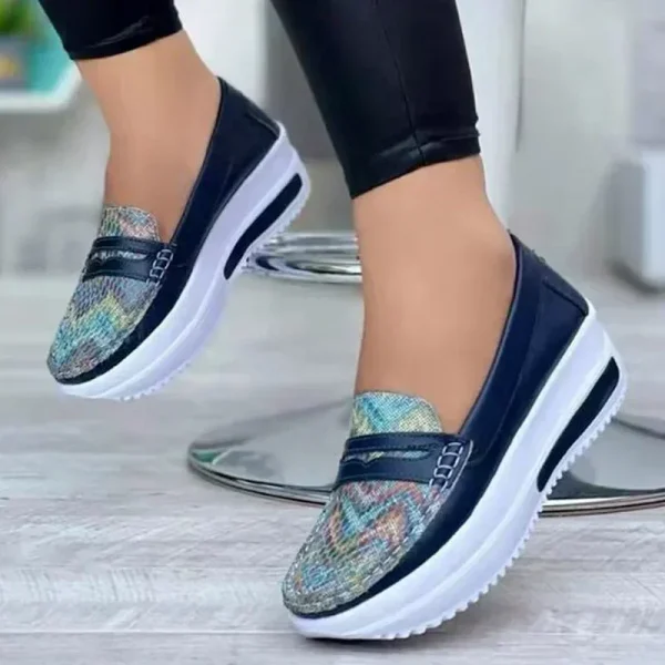 Casual Flat Shoes Women Fashion Round Toe Low Top Wedge Platform Sneakers - Image 4