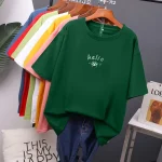 Women Graphic Printed Cotton T Shirts Female Khaki Oversized Casual Soft Tees - Image 13