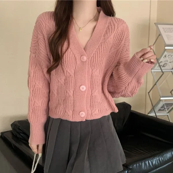 Japan Women Soft Sweet Cardigan Sweaters Casual Lazy Wind Loose Elegant Knitted Coat - Image 5