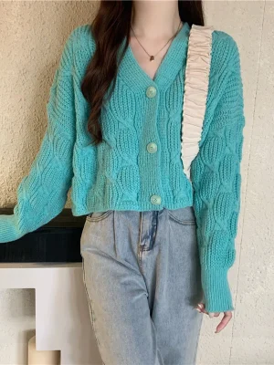 Japan Women Soft Sweet Cardigan Sweaters Casual Lazy Wind Loose Elegant Knitted Coat