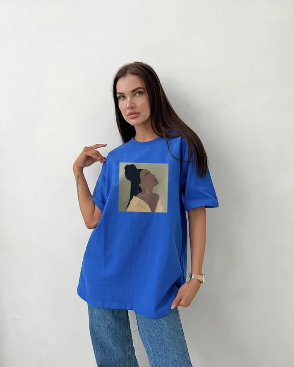 Hirsionsan 2023 Chic Retro Graphic Printed T Shirt Women Summer Loose Casual Female Clothing Elegant O Neck Cotton Lady Tops - Image 4