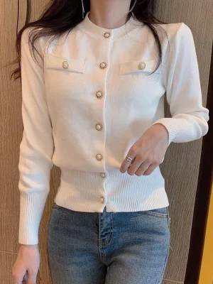 Fashion Women Cardigan Sweater Spring Knitted Long Sleeve Short Coat