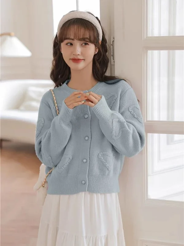 Women Elegant Long Sleeve Loose Japan Knitted Coat Casual O Neck Lady - Image 5