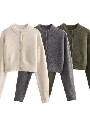 Sweater for Women Cardigan Warm O-neck Casual Coat Spring Autumn 2024