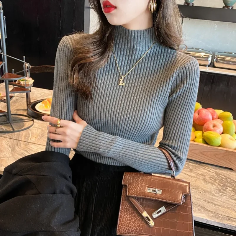Winter Knitted Shirt Women Sweater Bottoming Shirts Female Long Sleeve - Image 3