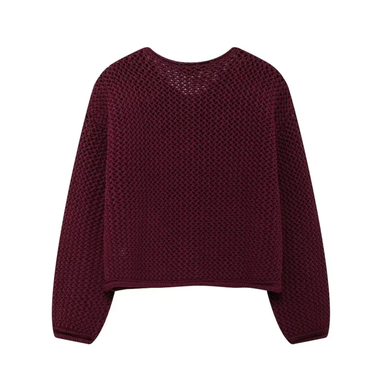 Autumn Women Knitted Cardigan Metal Buttons O Neck Long Sleeve Sweater - Image 6