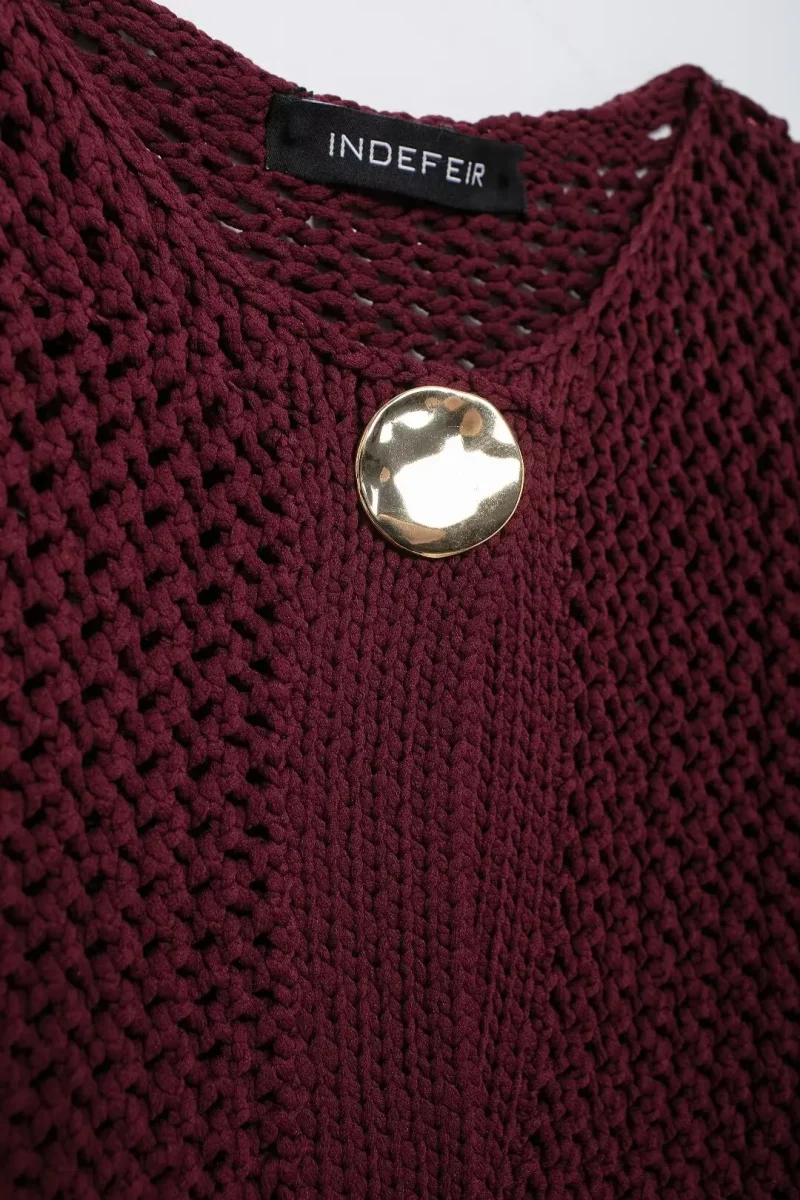 Autumn Women Knitted Cardigan Metal Buttons O Neck Long Sleeve Sweater - Image 11