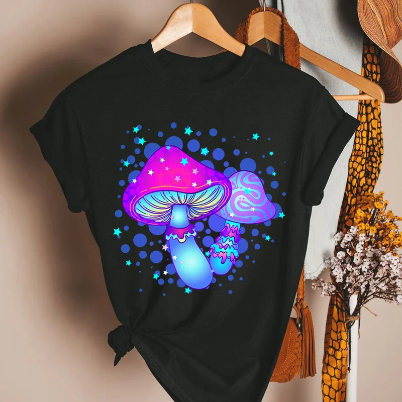 Cottagecore Frog Print T Shirts Mushroom Shirt Women Breathable Cool Tops