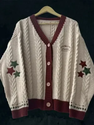 Christmas Tree Women Cardigan Autumn Winter Knitted Cardigans with Star