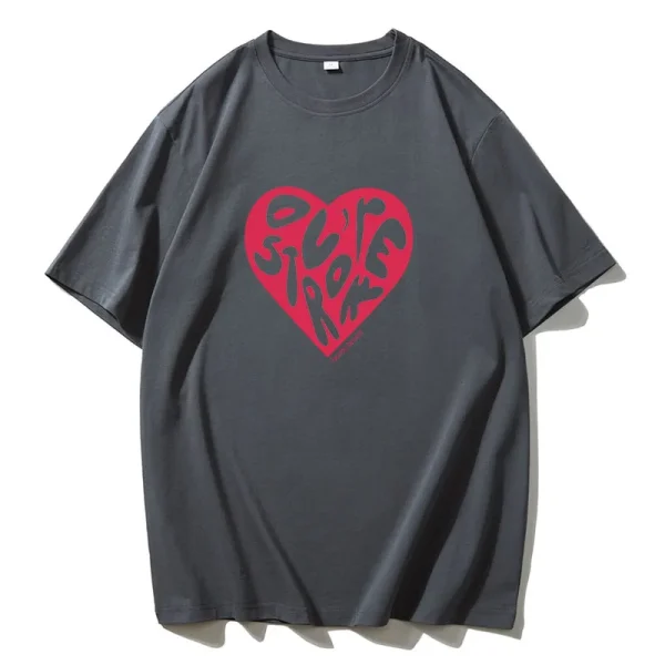 Heart Graphic Printed T Shirts Women Summer Oversized O-neck Short Sleeve - Image 4