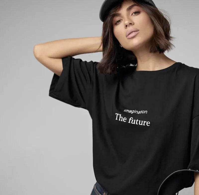 Small Letter Printed T Shirt Women Summer Cotton Soft Short Sleeve Tee - Image 9