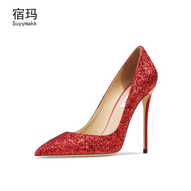 Shoes woman 2024 trend Red Black Silver Glitter For Women's Pumps High Heels - Image 7