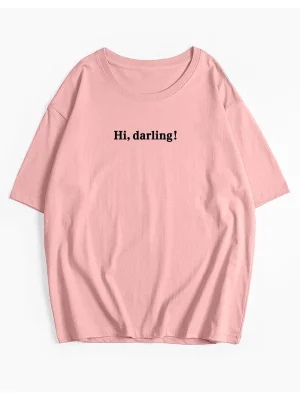 “Darling” Letter Printed T Shirt Women Summer Cotton Soft Short Sleeve Tee