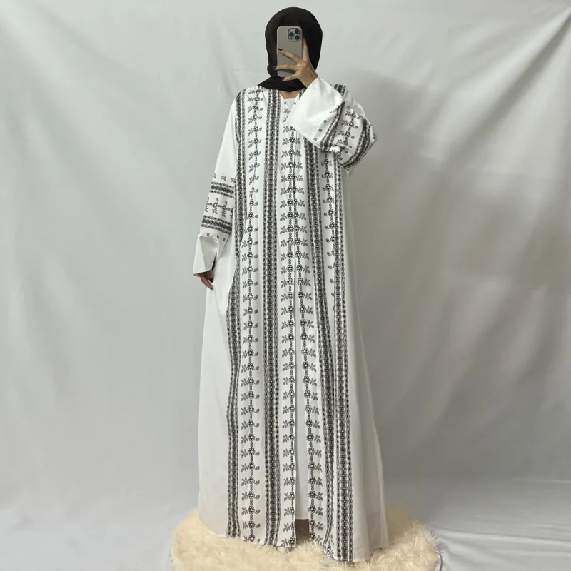 Muslim Kaftans Long Sleeve Maxi Ramadan Prayer Dresses Ethnic Islamic Clothing Muslim - Image 2