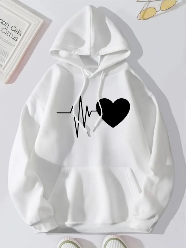 Heart Print Women Sweatshirt Soft Casual Loose Vintage Female Hoodies - Image 10