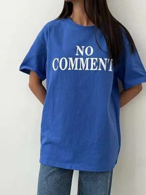 NO COMMENT Letter Graphic Printed T Shirt Women Summer Oversize