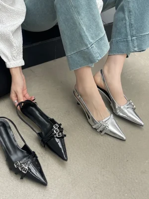 Pumps New Ladies Medium Heels Shoes Female Shallow Fashion Pointed Toe Footwear Women