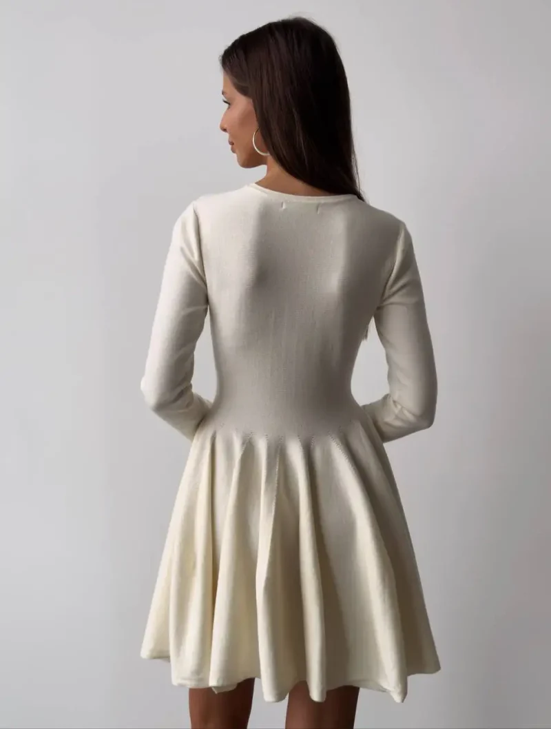 Elegant Long Sleeve Mini Dress Sweater Women Winter O Neck Tight Sexy Chic - Image 7