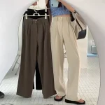 High Waist Women Suit Pants Fall Straight Office Ladies Korean Fashion Trousers
