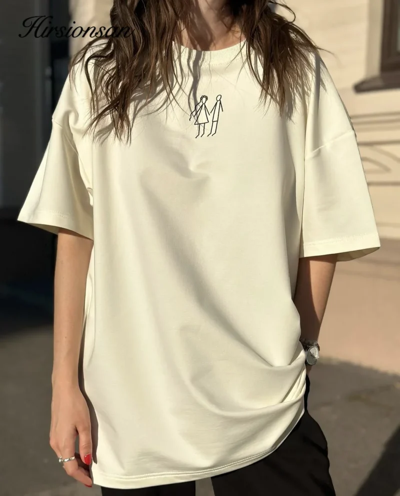 Minimalist Graffiti Printed T Shirt Women Summer Loose Casual Soft - Image 5
