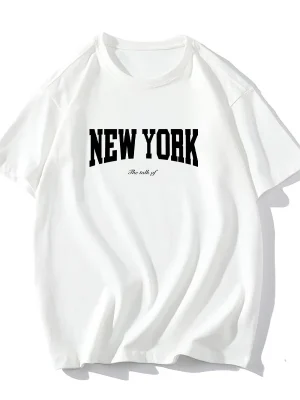 New York Printed T-Shirt WoMen Fashion Casual Short Sleeves Summer Cotton