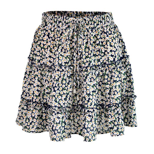 High-Waist Ruffled Floral Printed A-Line Beach Skirt - Image 3