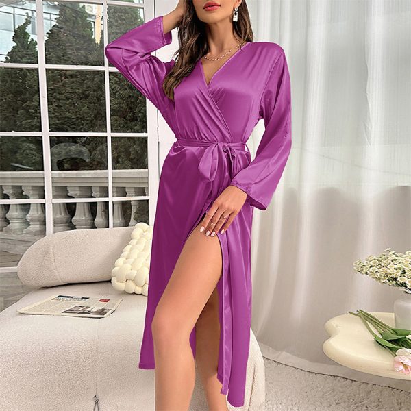 Women’s Long Silk Nightgown & Bathrobe Set – Sexy Homewear - Image 5