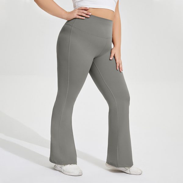 Plus Size Nude Feel Yoga Bell Bottom Pants with Peach Lift - Image 4