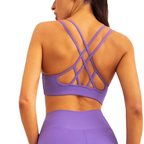 Women's Cross Back Shockproof Sports Bra with Double Straps - Image 3