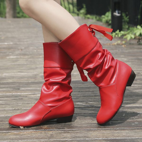 Women's Low-Heel Mid-Calf Knight Boots