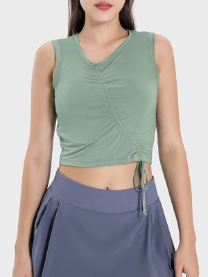 Cool and Comfortable Breathable Lace-Up Pleated Yoga Vest for Women