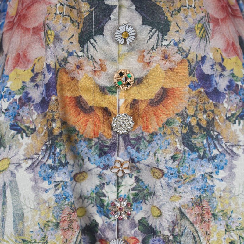 Positioning Printed Single-Breasted Stand Collar Long Sleeve Dress - Image 6