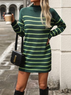 Women’s Striped Stitching Knit Dress