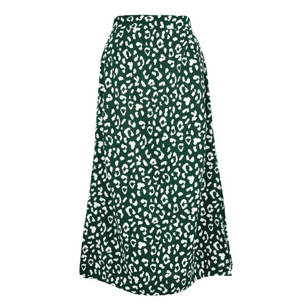 Spring Summer Leopard Print Chiffon Floral High-Waist Midi Skirt - Image 4