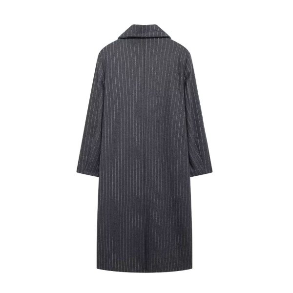 Plus Size Striped Knitted Trench Coat for Spring & Autumn - Image 10