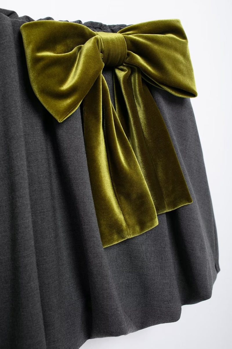 Autumn Bowknot Decoration Balloon Mini Skirt for Women - Image 4