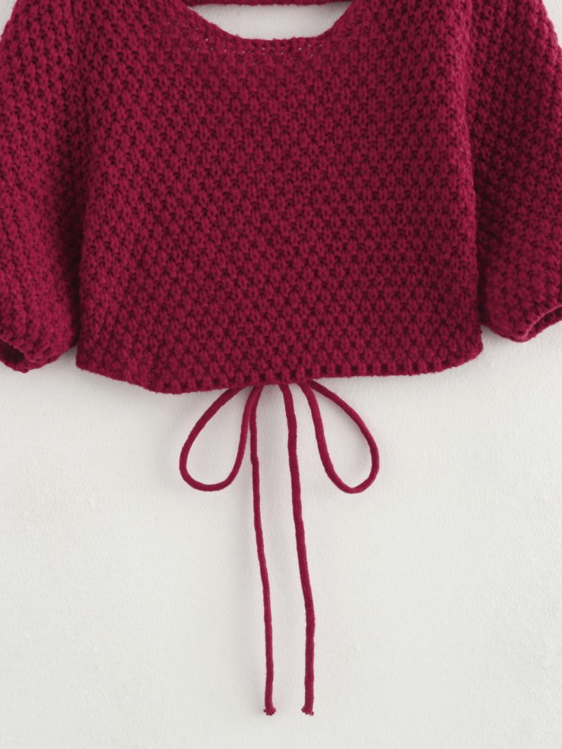 Autumn Women’s Street Style Backless Knitted Lace Shirt - Image 5