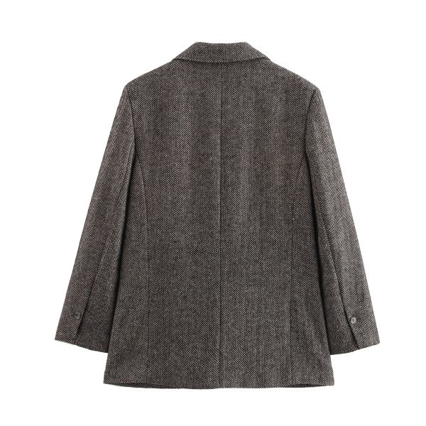 Fall Women’s Casual Herringbone Wool Blazer - Image 3