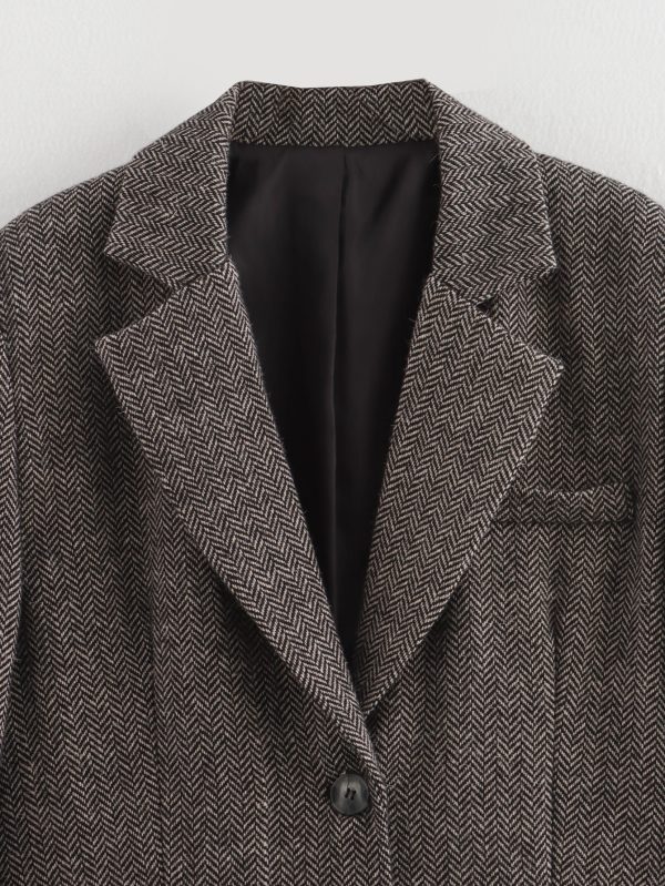 Fall Women’s Casual Herringbone Wool Blazer - Image 4