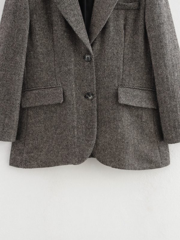 Fall Women’s Casual Herringbone Wool Blazer - Image 5