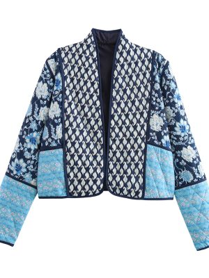 Autumn Winter Women’s Patchwork Printed Cotton Jacket