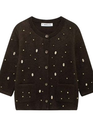 Autumn Beaded Knitted Cardigan Coat